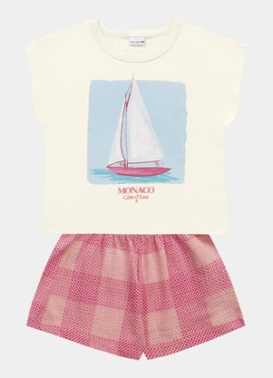 Fakini Kids - Conjunto Blusa e Short Bege - FAKINI KIDS