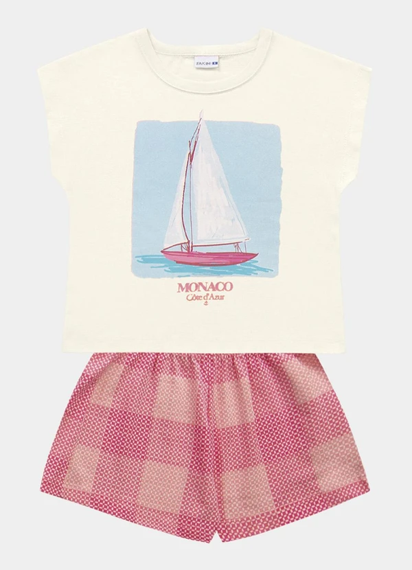 Fakini Kids - Conjunto Blusa e Short Bege
