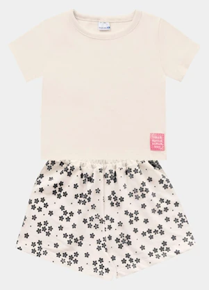Fakini Kids - Conjunto Blusa e Short Bege - FAKINI KIDS