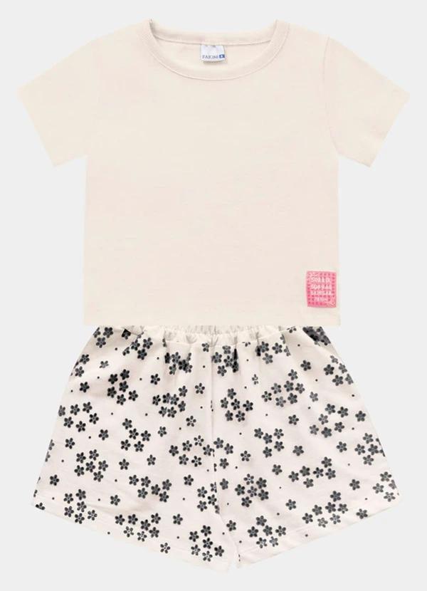 Fakini Kids - Conjunto Blusa e Short Bege