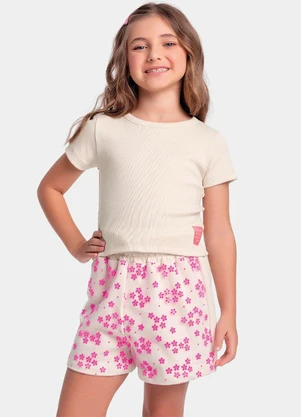 Fakini Kids - Conjunto Blusa e Short Bege - FAKINI KIDS