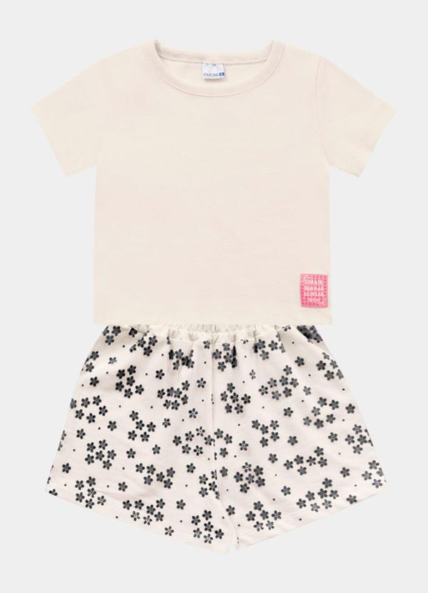 Fakini Kids - Conjunto Blusa e Short Bege