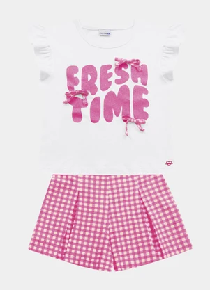 Fakini Kids - Conjunto Blusa e Short Branco - FAKINI KIDS