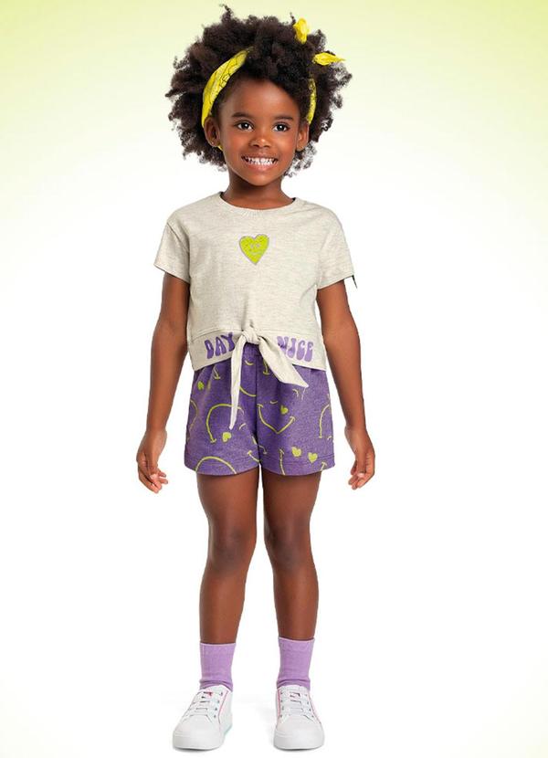 Fakini Kids - Conjunto Blusa e Short Cinza