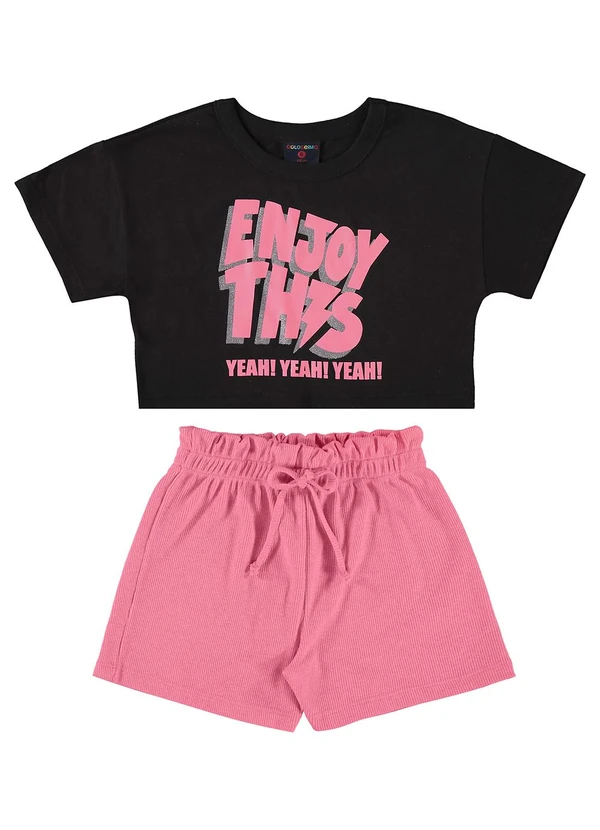 Guloseima - Conjunto Blusa e Short Clochard Preto