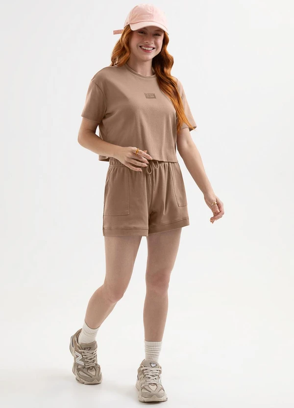 Cativa You - Conjunto Blusa e Short em Algodão Marrom