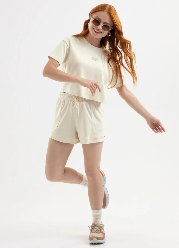 Cativa You - Conjunto Blusa e Short em Algodão Off-White
