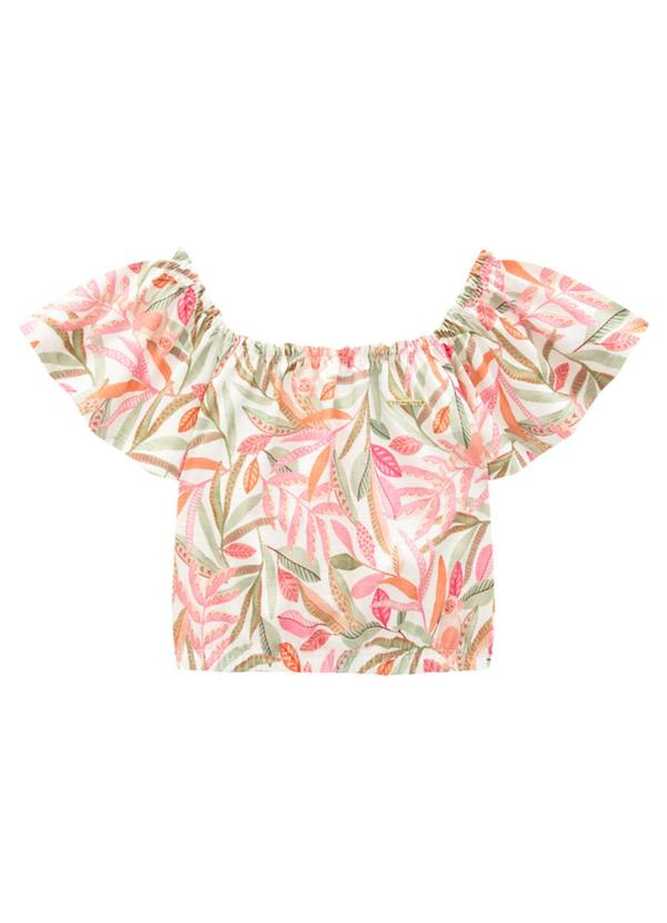 Marlan - Conjunto Blusa e Short em Cotton Palms Rosa