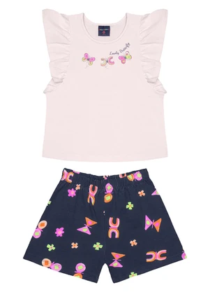 Guloseima - Conjunto Blusa e Short em Cotton Rosa - GULOSEIMA