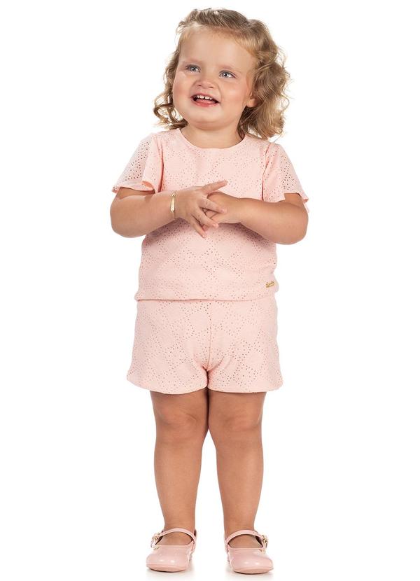 Amada - Conjunto Blusa e Short em Malha Laise Rosa