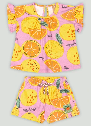 Conjunto Blusa e Short em Meia Malha Up Baby Rosa - UP BABY