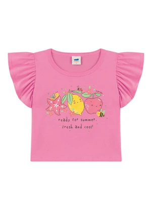 Marlan - Conjunto Blusa e Short em Moletinho Relevo Rosa - MARLAN