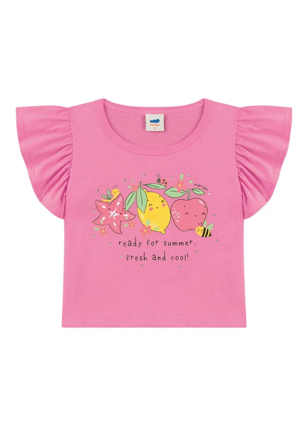 Marlan - Conjunto Blusa e Short em Moletinho Relevo Rosa 2