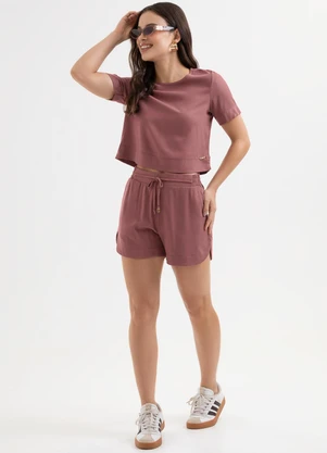 Cativa You - Conjunto Blusa e Short em Tecido Texturizado Verm - CATIVA YOU