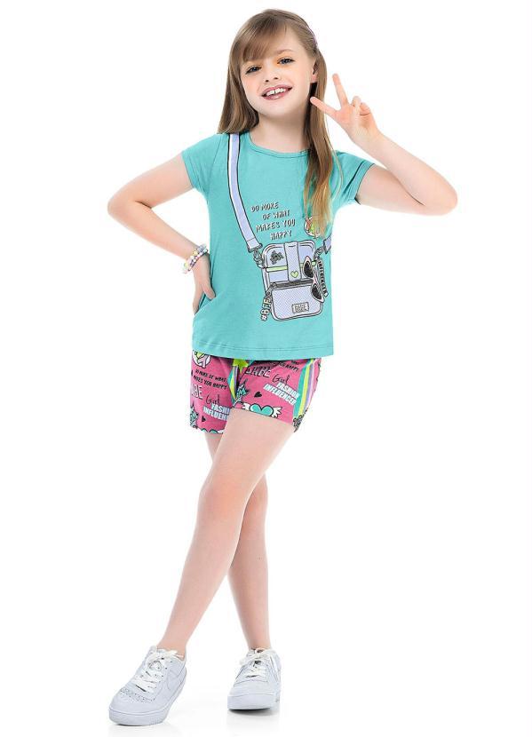 For Fun - Conjunto Blusa e Short Forfun Azul