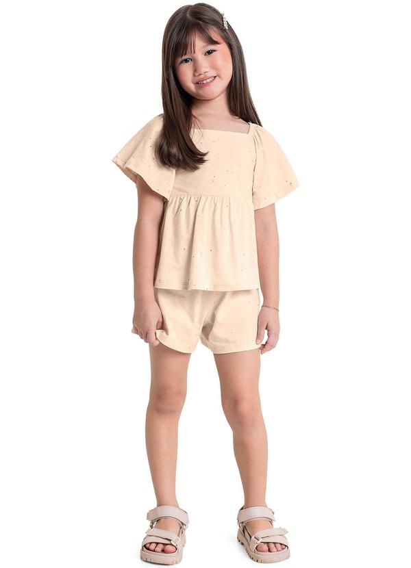 Quimby - Conjunto Blusa e Short Infantil Bege