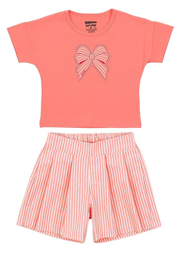 Soft Bonni - Conjunto Blusa e Short Infantil Feminino Laranja