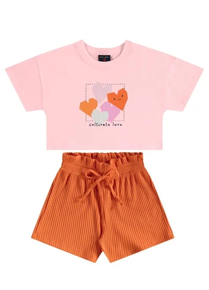 Guloseima - Conjunto Blusa e Short Infantil Rosa - GULOSEIMA