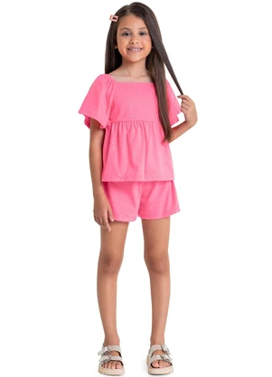 Quimby - Conjunto Blusa e Short Infantil Rosa - QUIMBY
