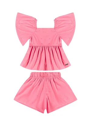 Quimby - Conjunto Blusa e Short Infantil Rosa - QUIMBY