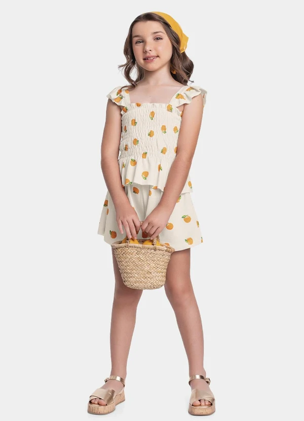 Fakini Kids - Conjunto Blusa e Short Laranja