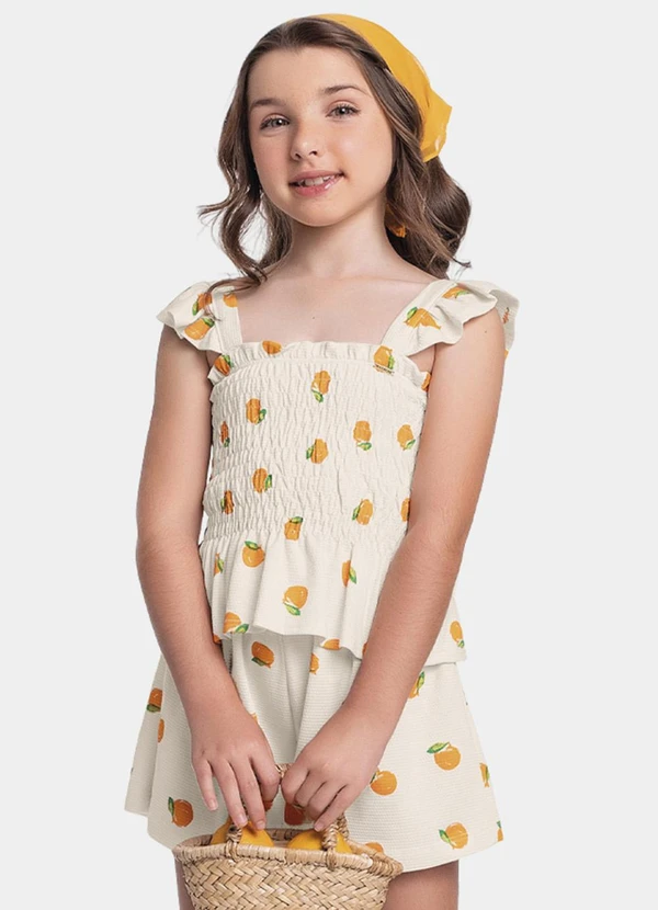 Fakini Kids - Conjunto Blusa e Short Laranja 2