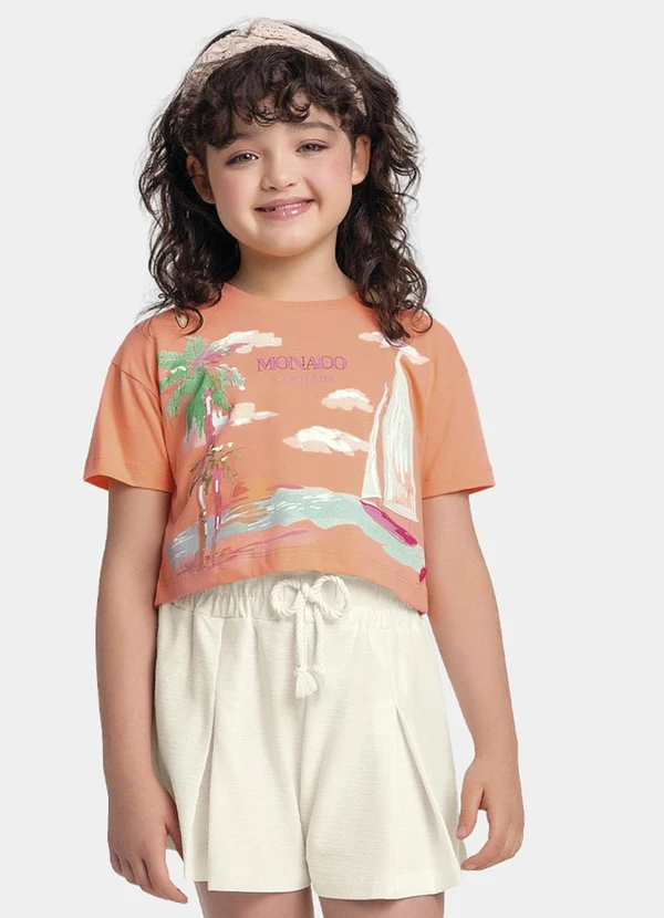 Fakini Kids - Conjunto Blusa e Short Laranja 2