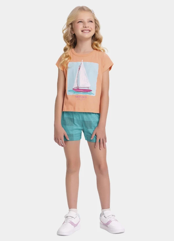 Conjunto Blusa e Short Laranja Fakini Kids