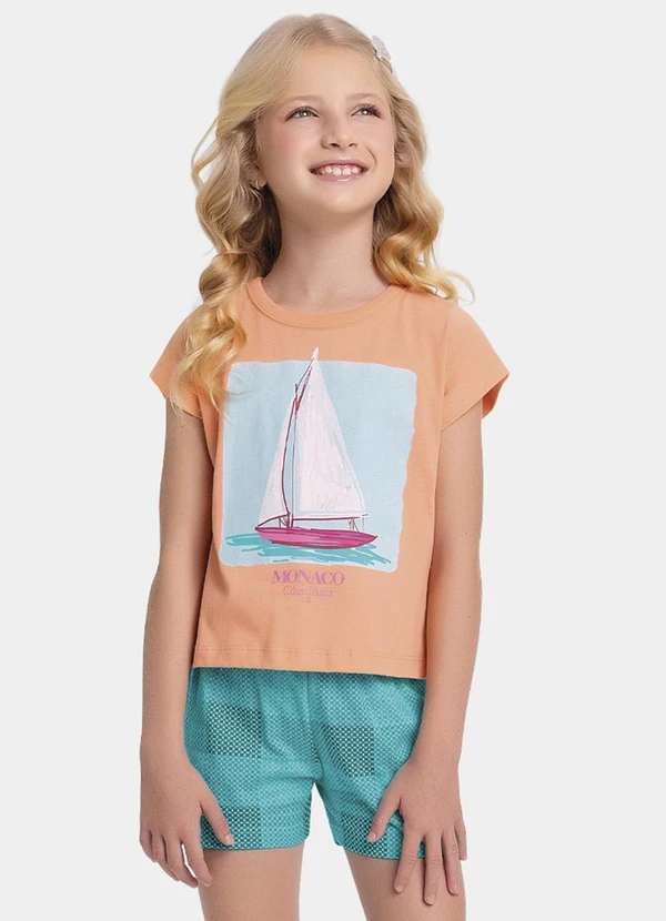 Fakini Kids - Conjunto Blusa e Short Laranja 2