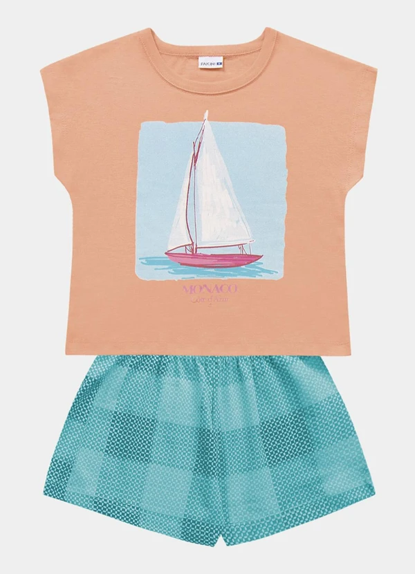 Fakini Kids - Conjunto Blusa e Short Laranja 5