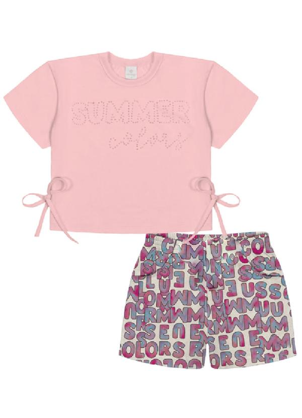 Abrange - Conjunto Blusa e Short Letras Rosa 1