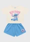 Fakini Kids - Conjunto Blusa e Short Lilo & Stitch Bege - variação: Bege