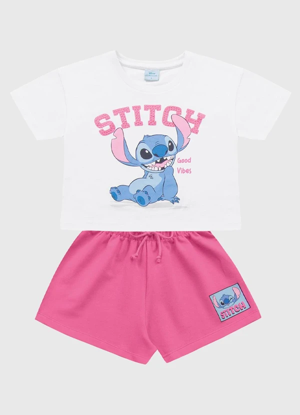 Fakini Kids - Conjunto Blusa e Short Lilo & Stitch Branco 4