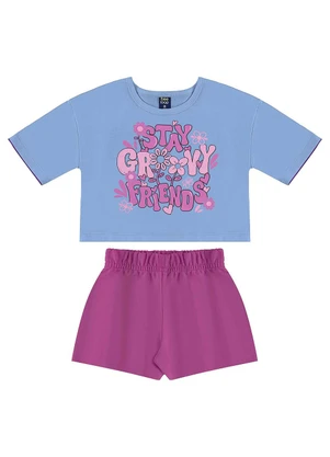 Bee Loop - Conjunto Blusa e Short Menina Azul - BEE LOOP