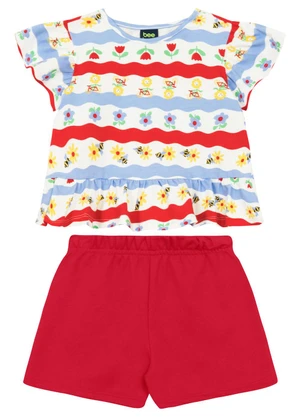 Conjunto Blusa e Short Menina Bee Loop Vermelho - BEE LOOP