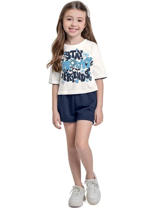 Bee Loop - Conjunto Blusa e Short Menina Bege - BEE LOOP