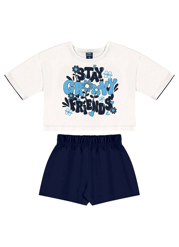 Bee Loop - Conjunto Blusa e Short Menina Bege 2