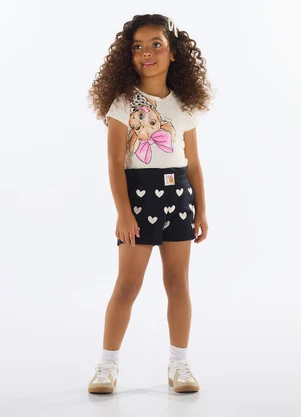 Quimby - Conjunto Blusa e Short Menina Bege - QUIMBY