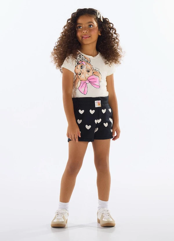 Quimby - Conjunto Blusa e Short Menina Bege