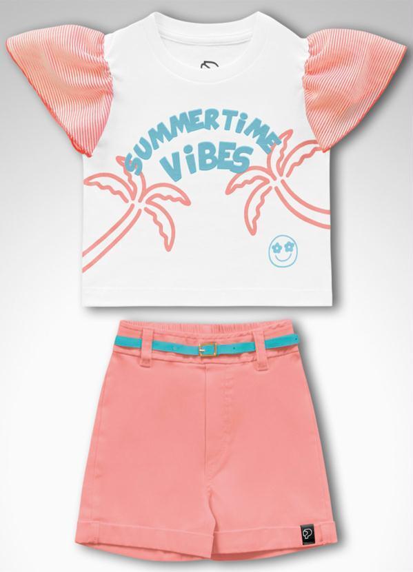 Playground - Conjunto Blusa e Short Menina Laranja