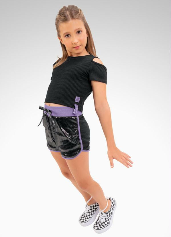 Playground - Conjunto Blusa e Short Menina Preto