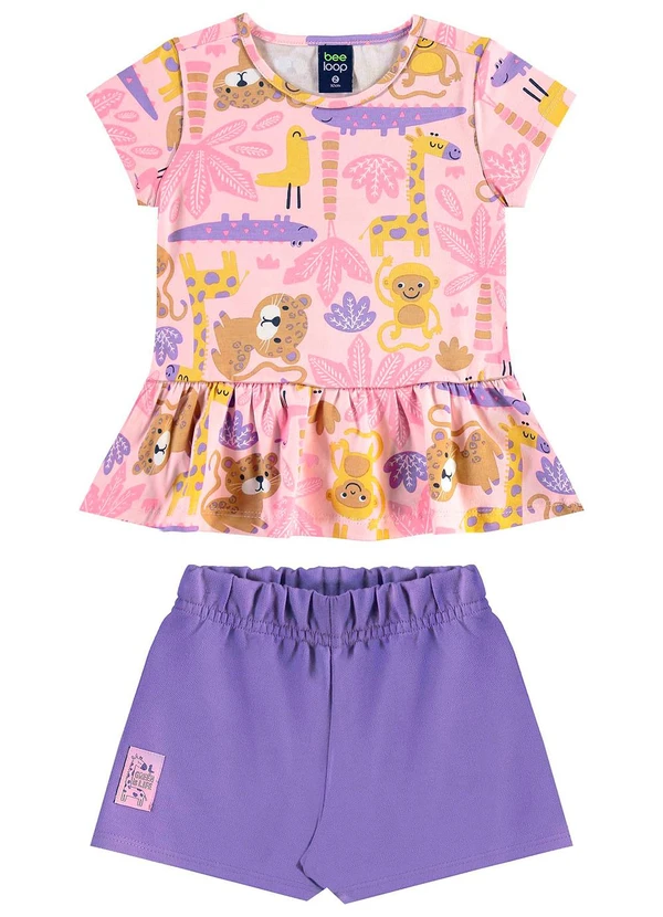 Bee Loop - Conjunto Blusa e Short Menina Rosa