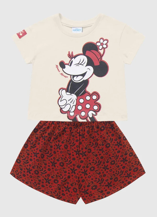 Fakini Kids - Conjunto Blusa e Short Minnie Bege 1