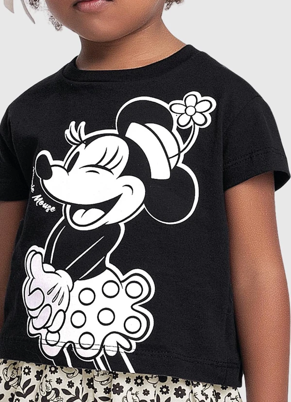 Fakini Kids - Conjunto Blusa e Short Minnie Preto 3