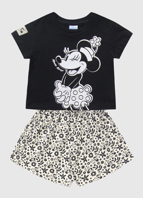 Fakini Kids - Conjunto Blusa e Short Minnie Preto 5