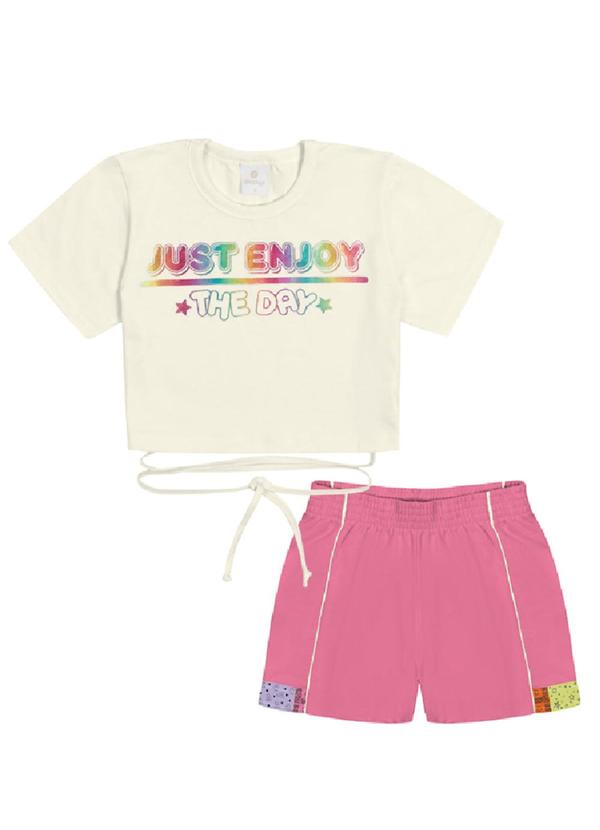 Abrange - Conjunto Blusa e Short Natural Multicores