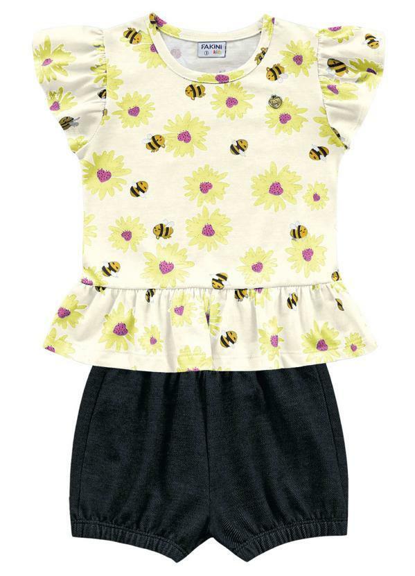 Fakini Kids - Conjunto Blusa e Short Nude
