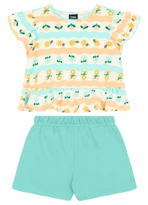 Conjunto Blusa e Short para Menina Bee Loop Azul - BEE LOOP