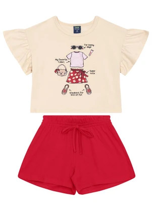 Conjunto Blusa e Short para Menina Bee Loop Bege - BEE LOOP
