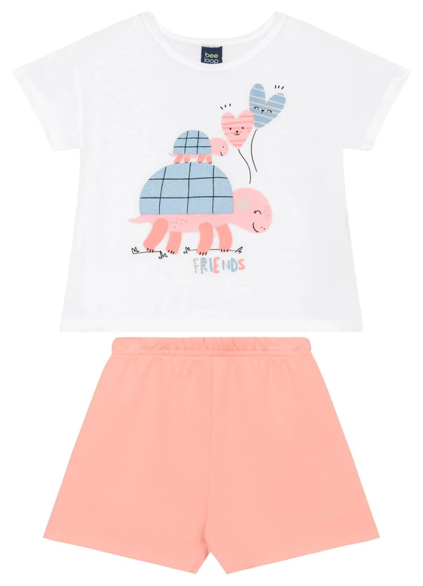 Bee Loop - Conjunto Blusa e Short para Menina Bee Loop Branco